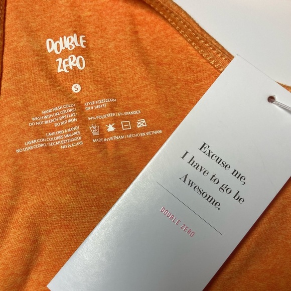 Double Zero Vibe Orange Tank Top with Deep Plunge and Tie Back - Picture 5 of 9